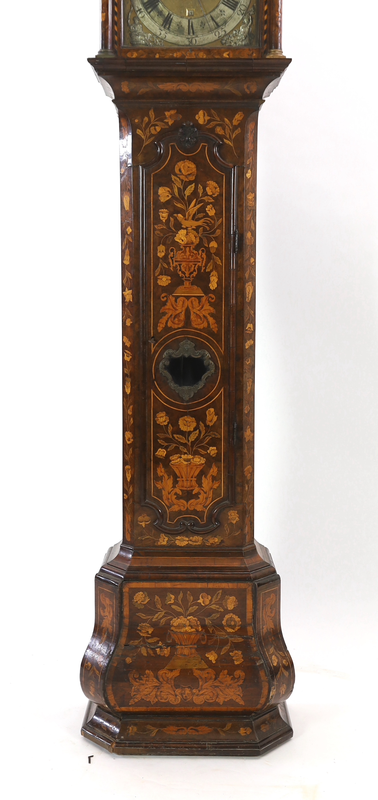 Gerrit Bramer of Amsterdam. An 18th century Dutch marquetry inlaid walnut eight day longcase clock, 55cm wide, 226cm high